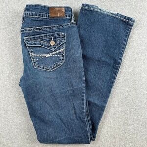 Myth of Jade‎ Womens Jeans Blue Denim Bootcut Embellished Stitching 30x31 Rodeo